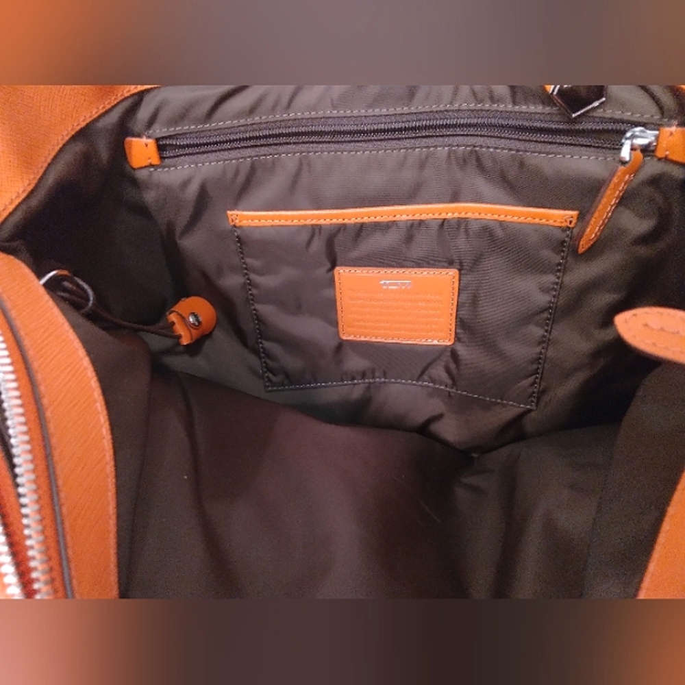 Tumi Orange Leather Tote Shoulder Bag - Picture 11 of 14